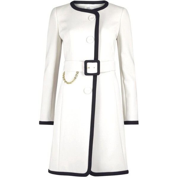 Paule Ka Two Tone Belted Coat in White