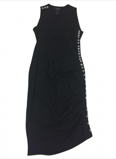 Azzaro Ruched Embellished Dress in Black