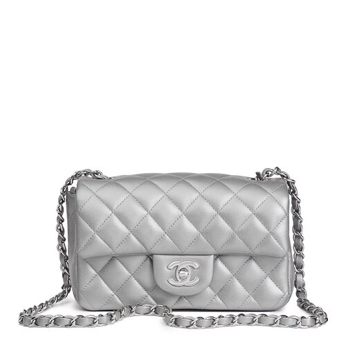 Chanel Pre-owned 2016-2017 Mini Camélia Classic Flap Shoulder Bag - Silver