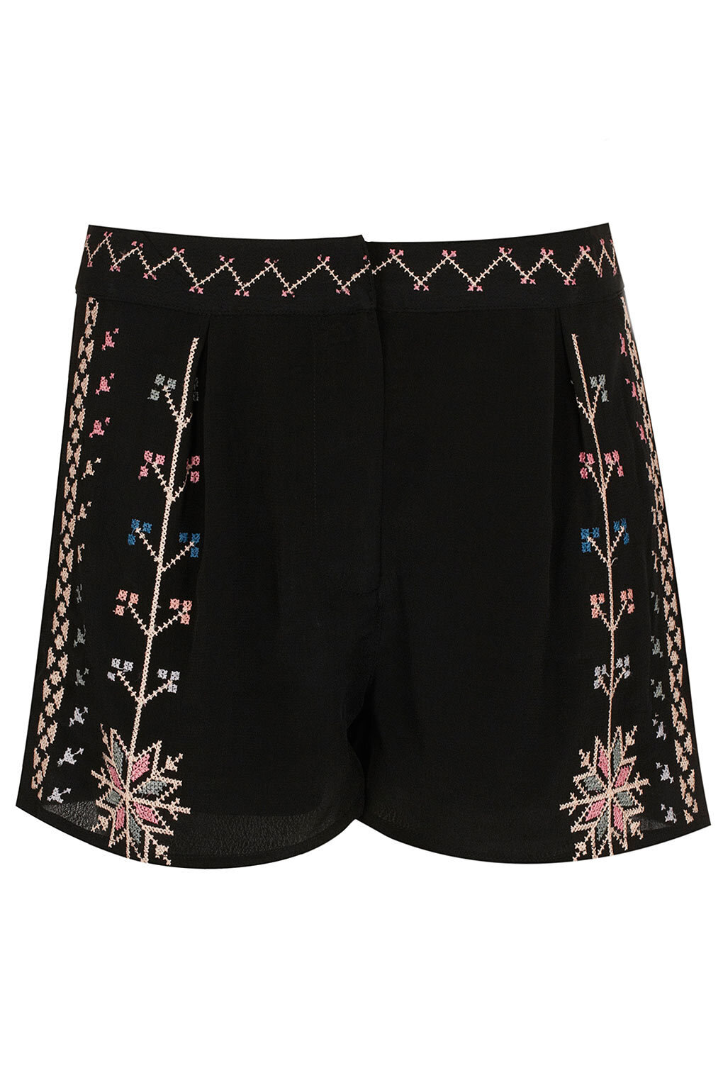 Topshop Aztec Embroidered Shorts in Black.jpg