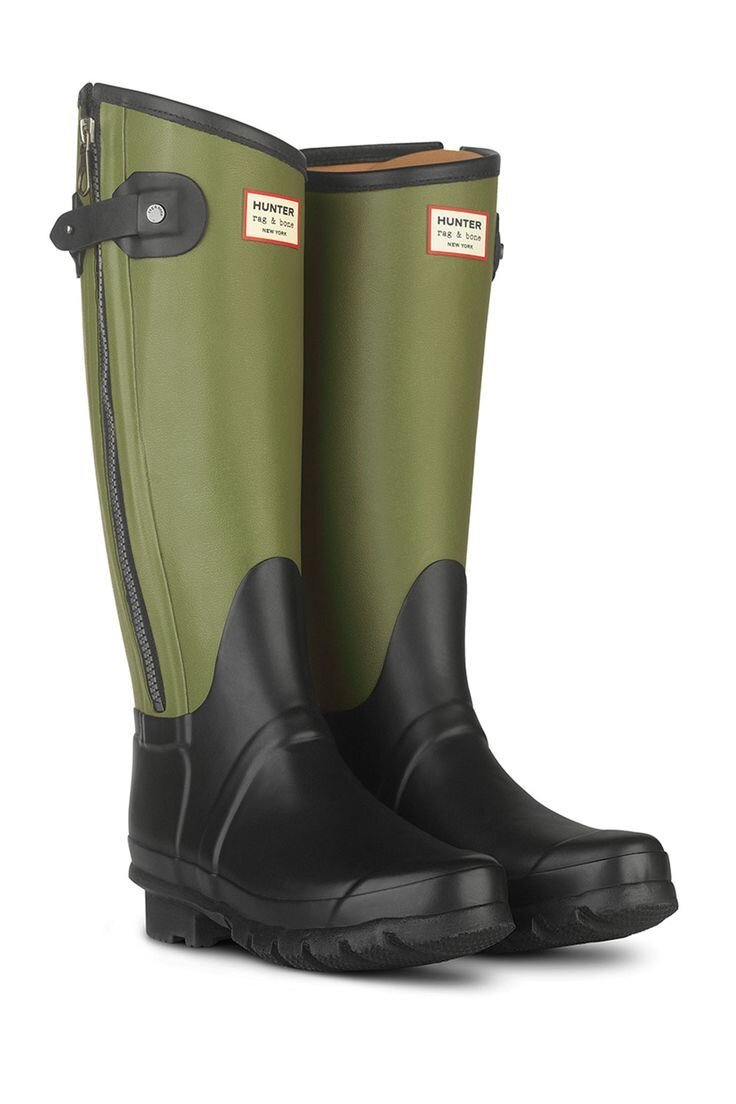 Hunter x Rag & Bone Tall Wellington Boots in Army Green and Black.jpg
