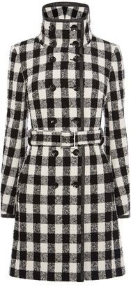 Karen Millen Wool Check Trench Coat in Black and White — UFO No More
