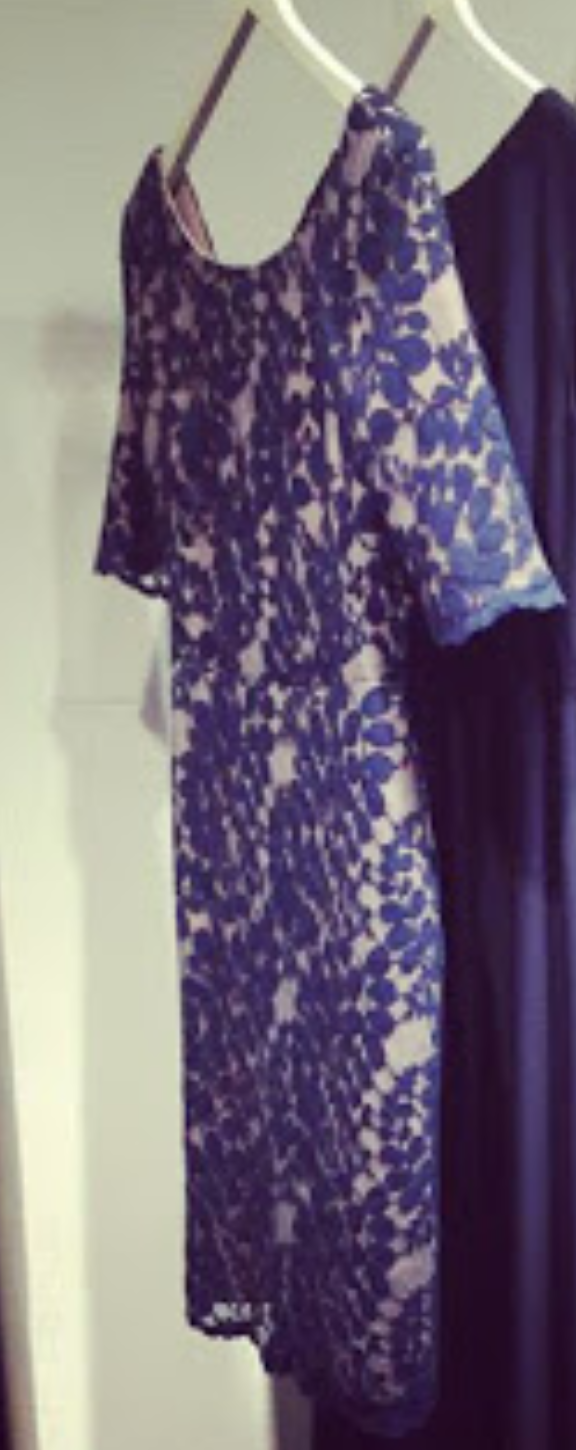 Love Lou Lace Overlay Dress in Navy