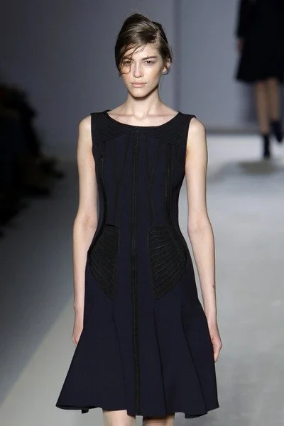 Alberta Ferretti Sleeveless Embroidered Dress in Navy