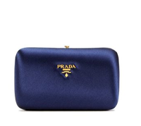 Prada Raso Clutch in Navy Satin