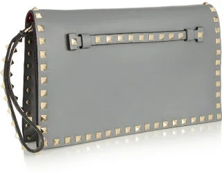 Valentino Rockstud Flap Wristlet Clutch in Grey