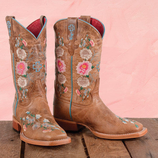 Macie Bean Kids Floral Cowboy Boots in Brown.jpg
