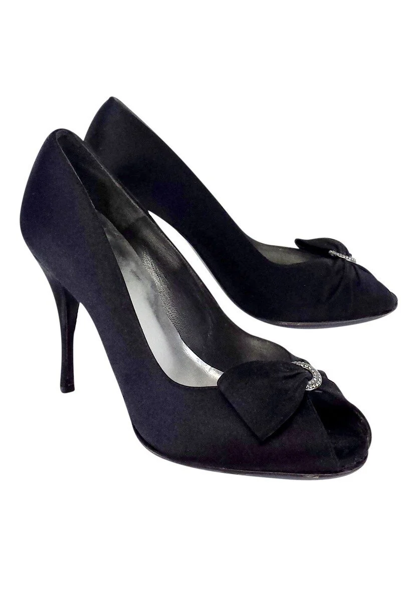 Stuart Weitzman Satin Peep Toe Pumps