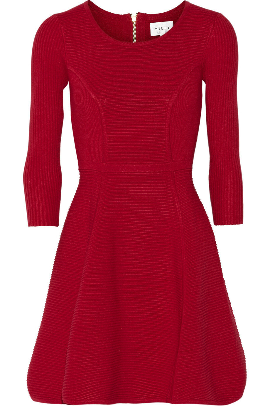 Milly Ribbed-Knit Dress in Red.jpg