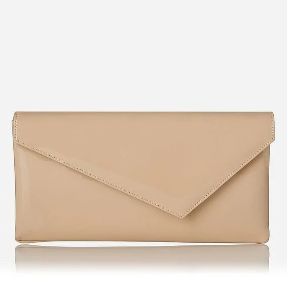 LK Bennett Leonie Clutch in Sand Patent Leather