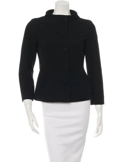 Prada High Neck Single Breasted Jacket in Black