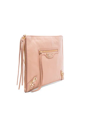Balenciaga Blackout Half Zip Around Clutch
