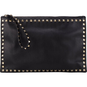 Valentino Rockstud Small Clutch Bag in Black Smooth Leather — UFO No