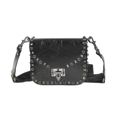 Valentino Rockstud Small Clutch Bag in Black Smooth Leather — UFO No More