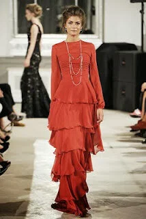 Jesper Hovring Long Sleeve Layered Gown in Red