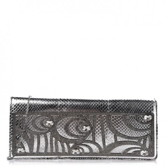 Valentino Metallic Python Crystal Clutch