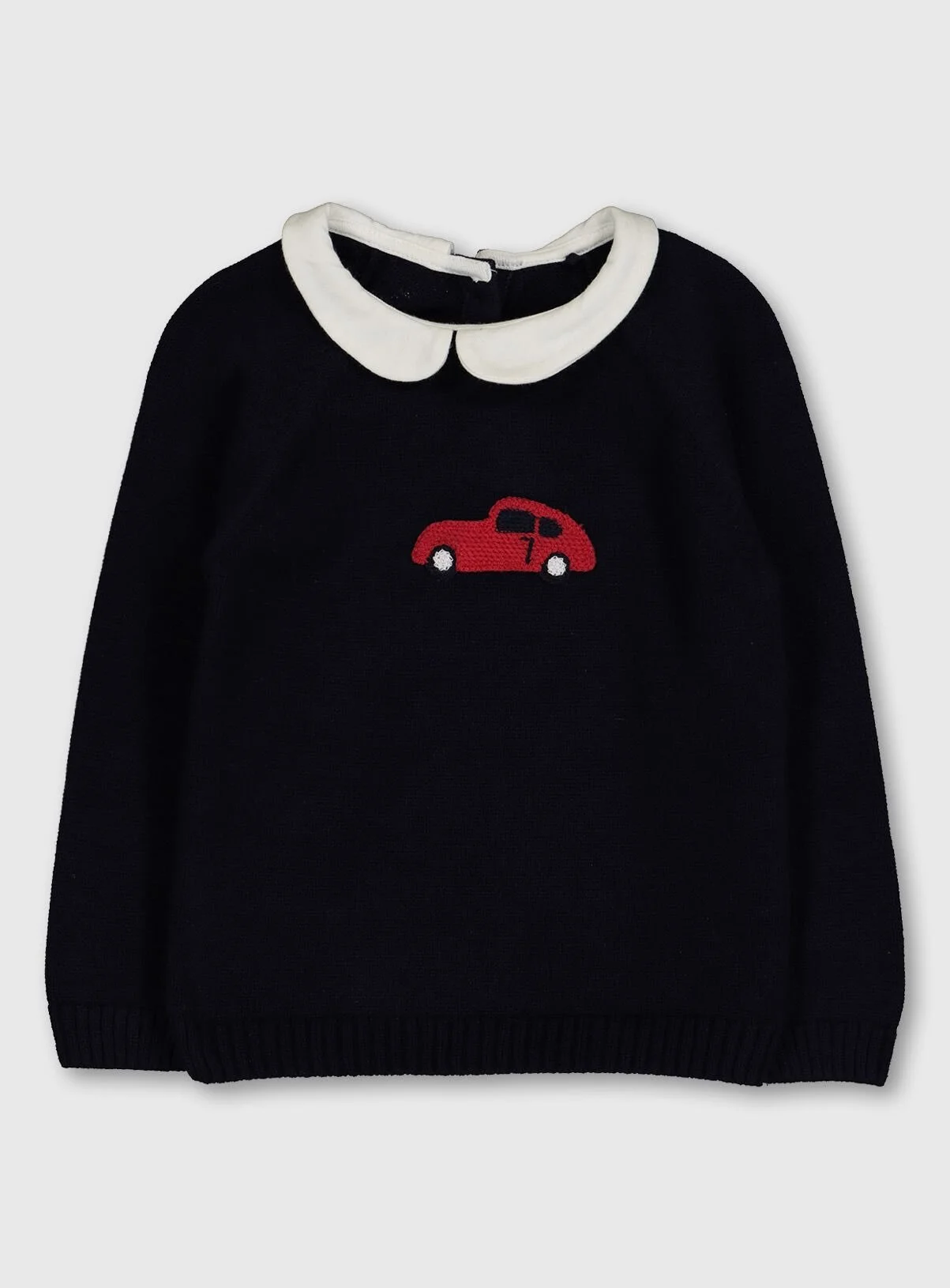 Tu Crochet Car Jumper With Peter Pan Collar in Navy