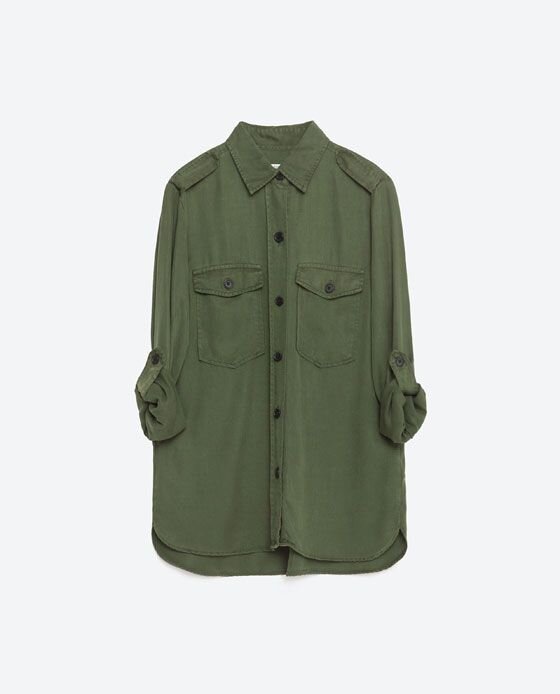 Zara Military Style Shirt in Green ...