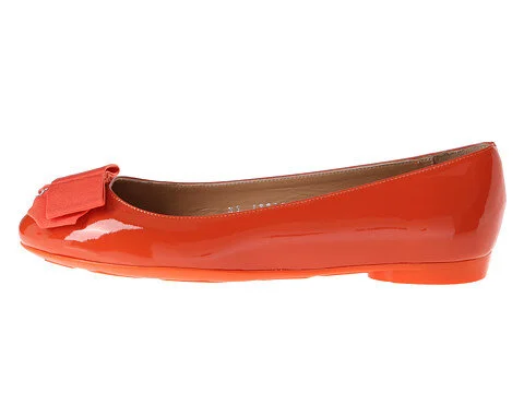 Salvatore Ferragamo My Cherie Ballet Flats in Orange Patent Leather