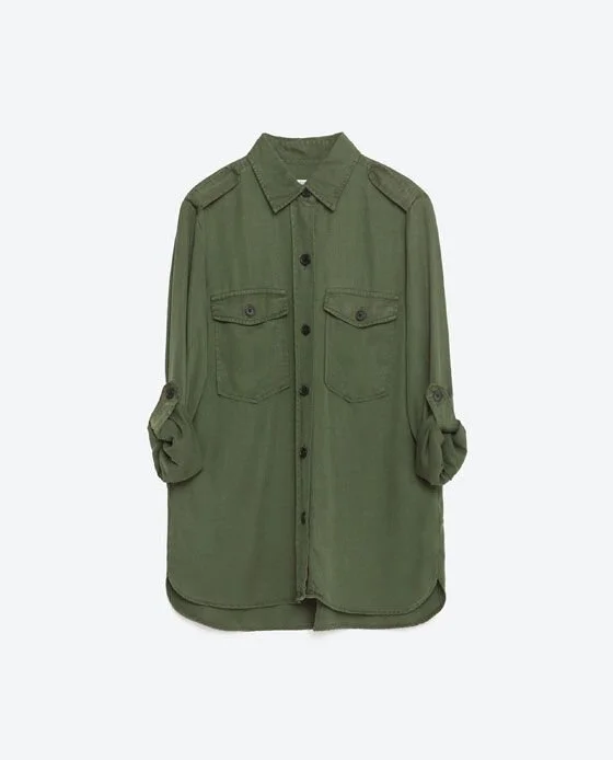 Zara Military Style Shirt in Green.jpg