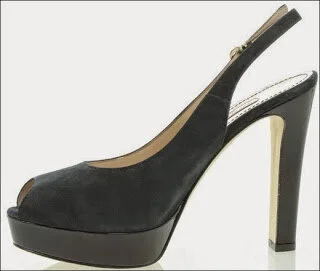 Guglielmo Rotta Peep Toe Slingback Pumps in Navy Suede