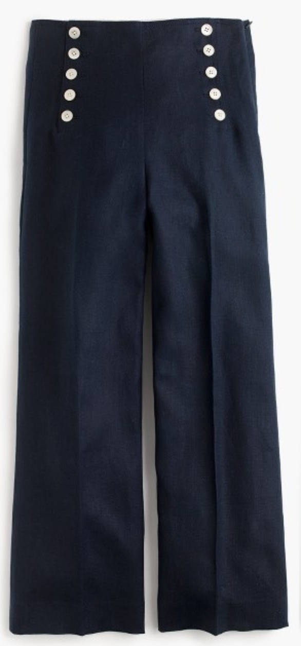 Wide Leg Pants - Navy Blue Pants - Sailor Pants - Linen Pants