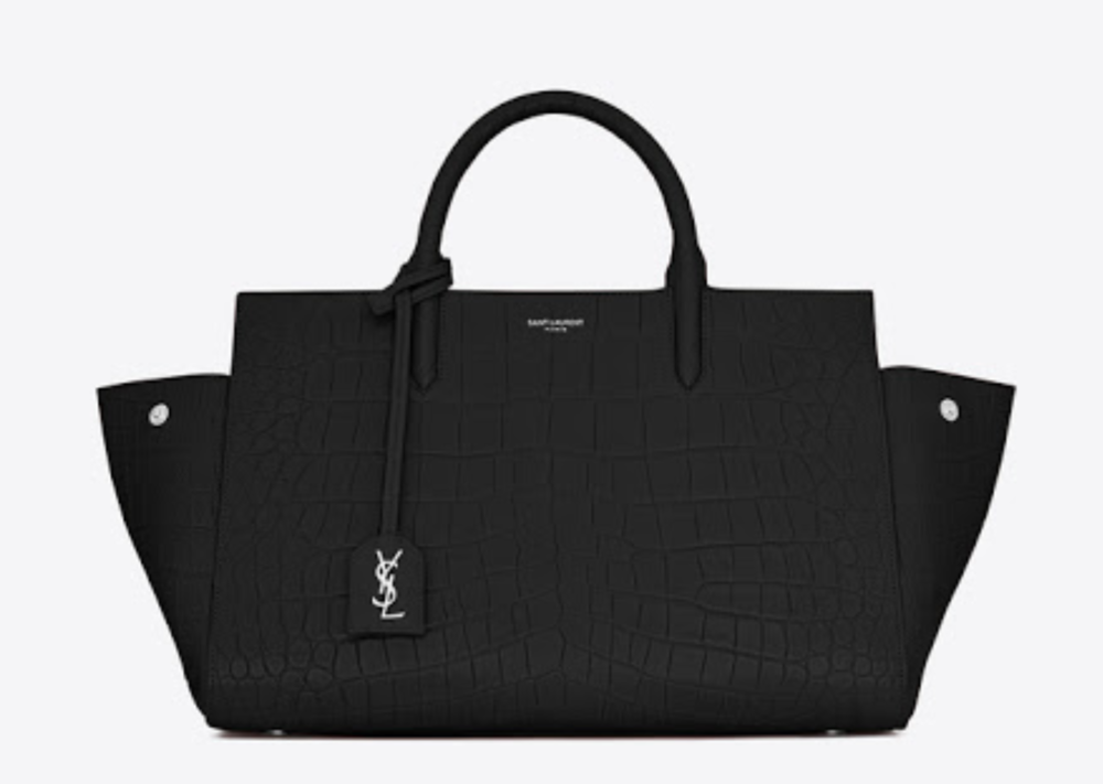Yves Saint Laurent Rive Gauche Small Cabas Bag in Black Crocodile