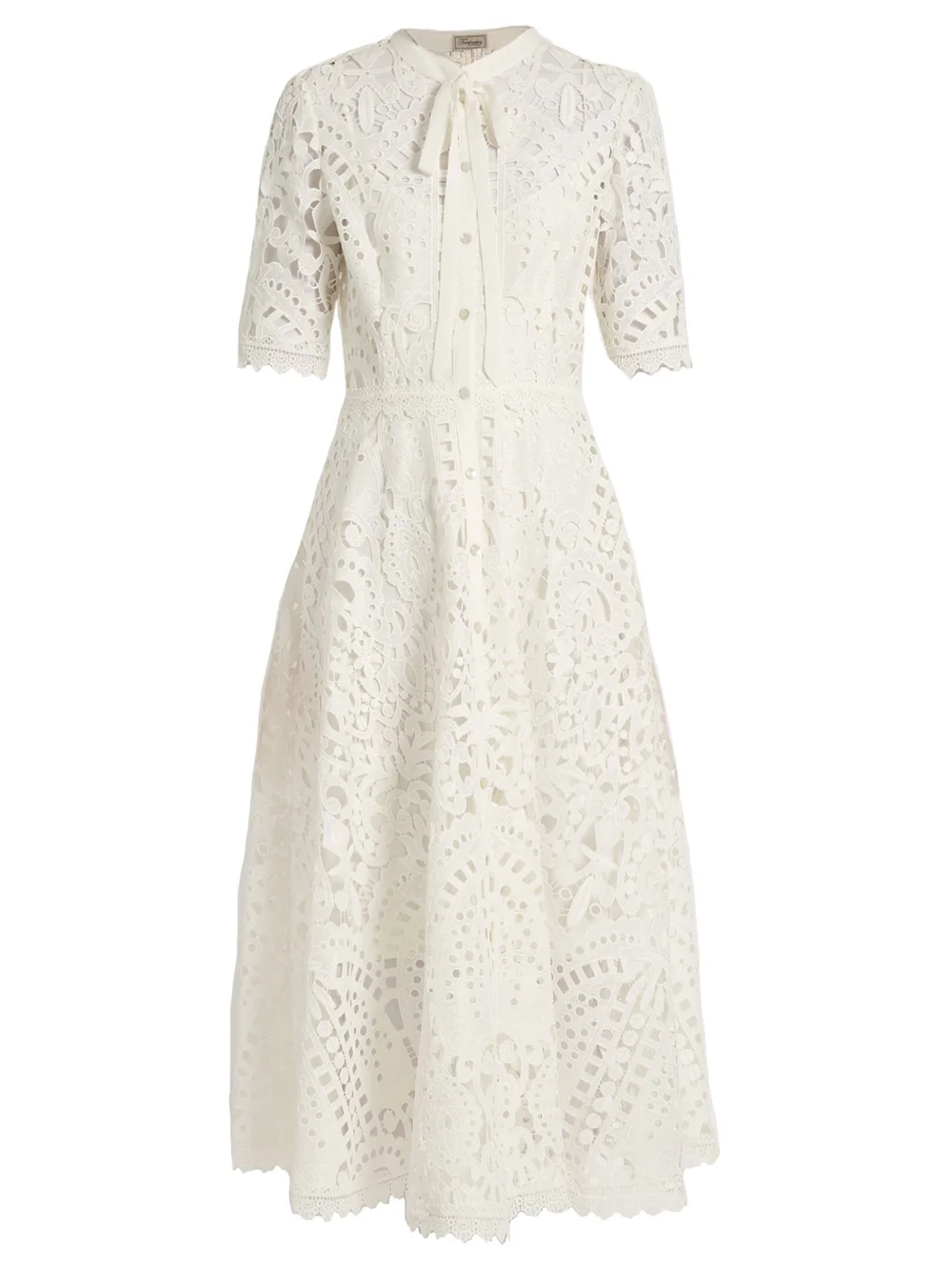 knee length dresses for ladies Aoise Berry Pleated Chiffon and Lace Midi Dress main image 0