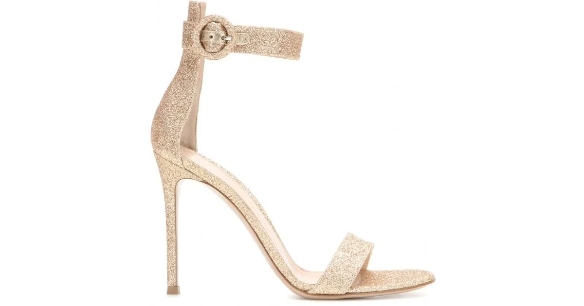 Gianvito Rossi Portofino 105 Sandals in Gold Glitter
