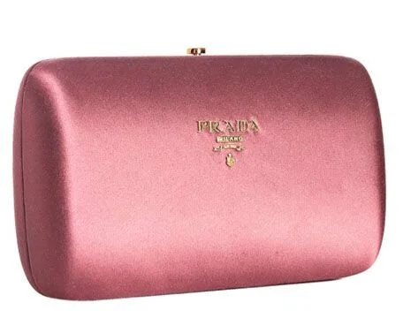 Prada Satin Logo Box Clutch in Blush