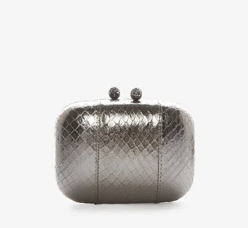 Kotur D'Abo Clutch in Silver Snakeskin