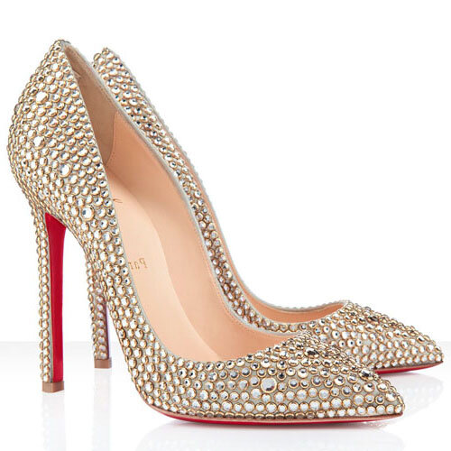 Christian Louboutin Pigalle 120 Strass Pumps in Gold Crystal ...