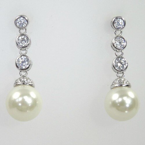 Heavenly Necklaces Faux Diamond Pearl Drop Earrings UFO No More