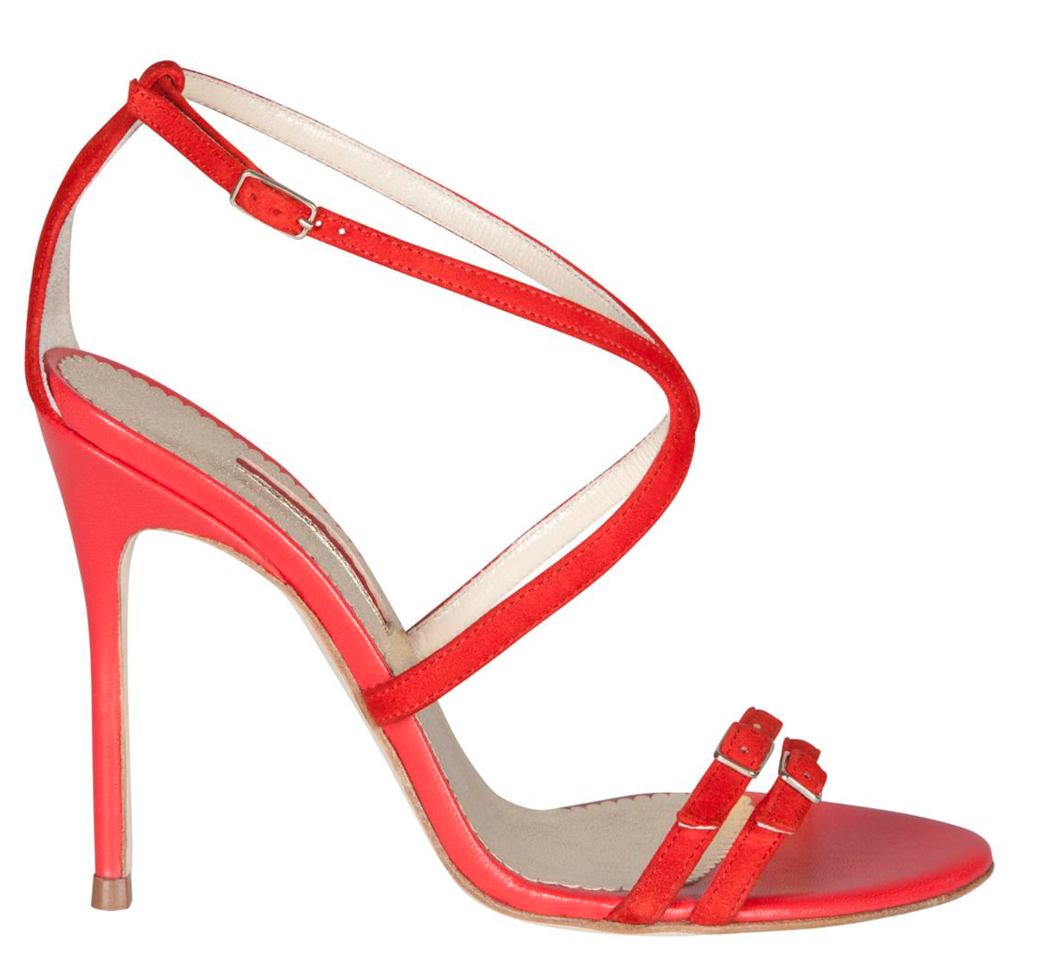 Carolina Herrera Buckle Strappy Sandals in Navy Suede