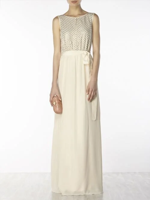 Hoss Intropia Embroidered Silk Panels Maxi Dress