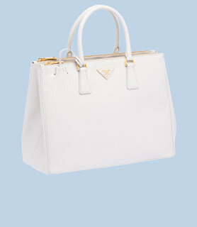 Prada Saffiano Calf Leather Tote in White