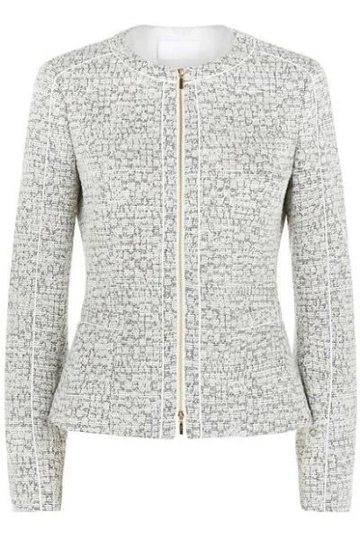 Hugo Boss Koralie Bouclé Zip Jacket in Grey