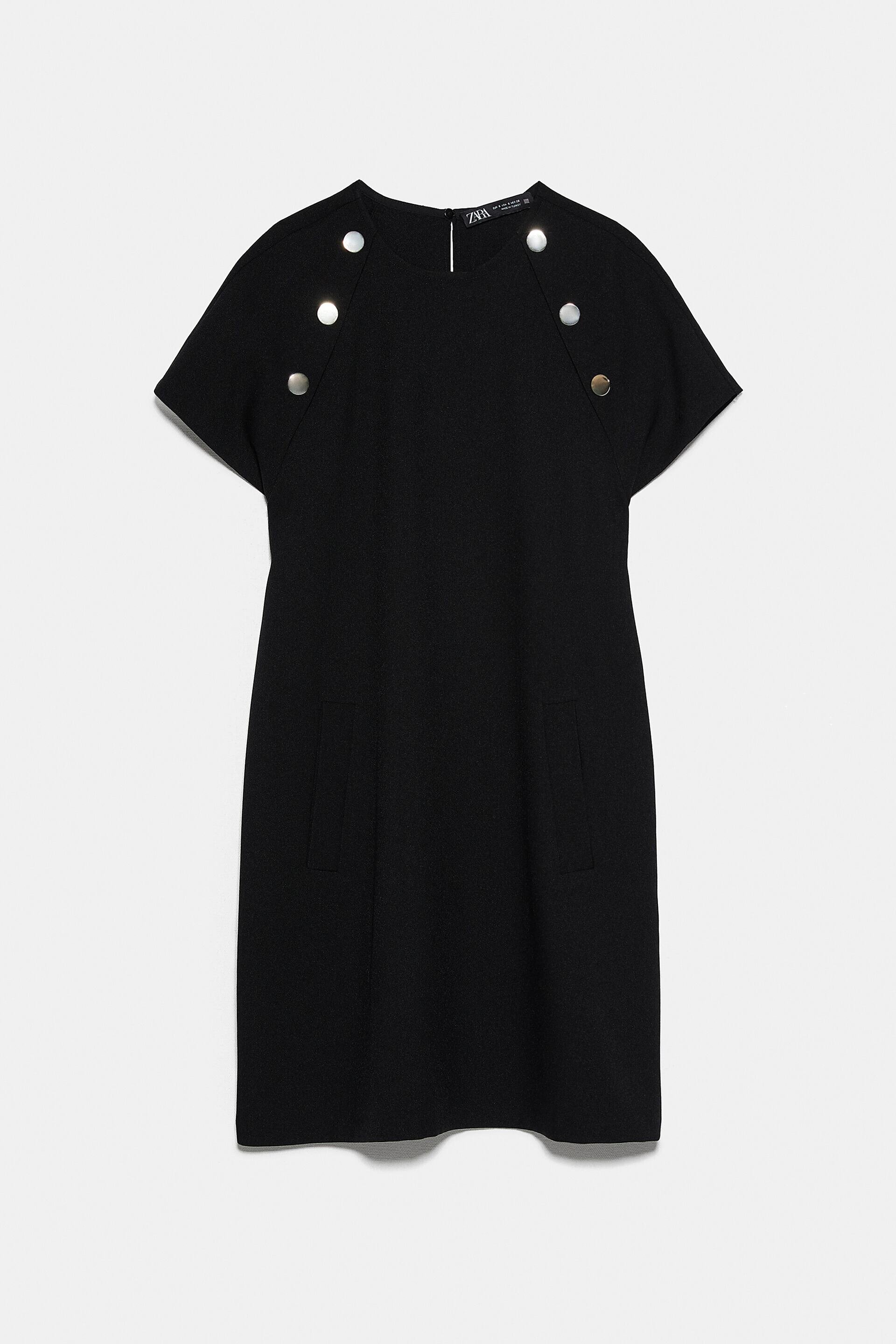 zara black dress with buttons