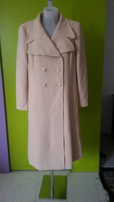 Moschino Cheap & Chic Double-Breasted Coat in Cream.jpg