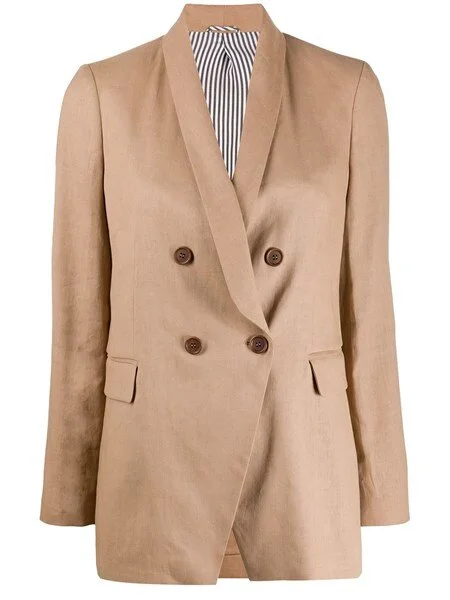 Brunello Cucinelli Linen and Cotton Blazer in Camel