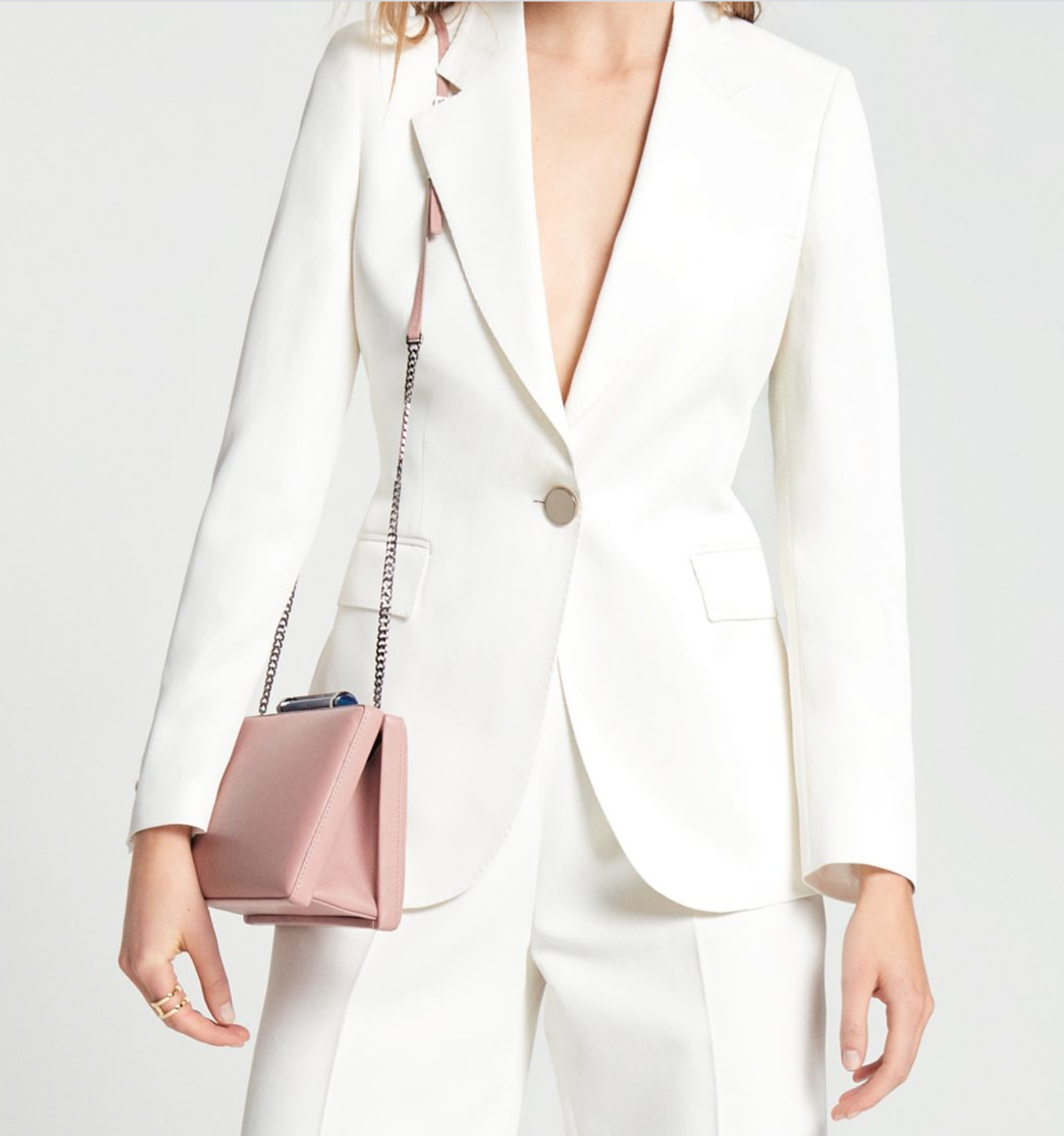 Carolina Herrera Gold Buttons Blazer in White — UFO No More