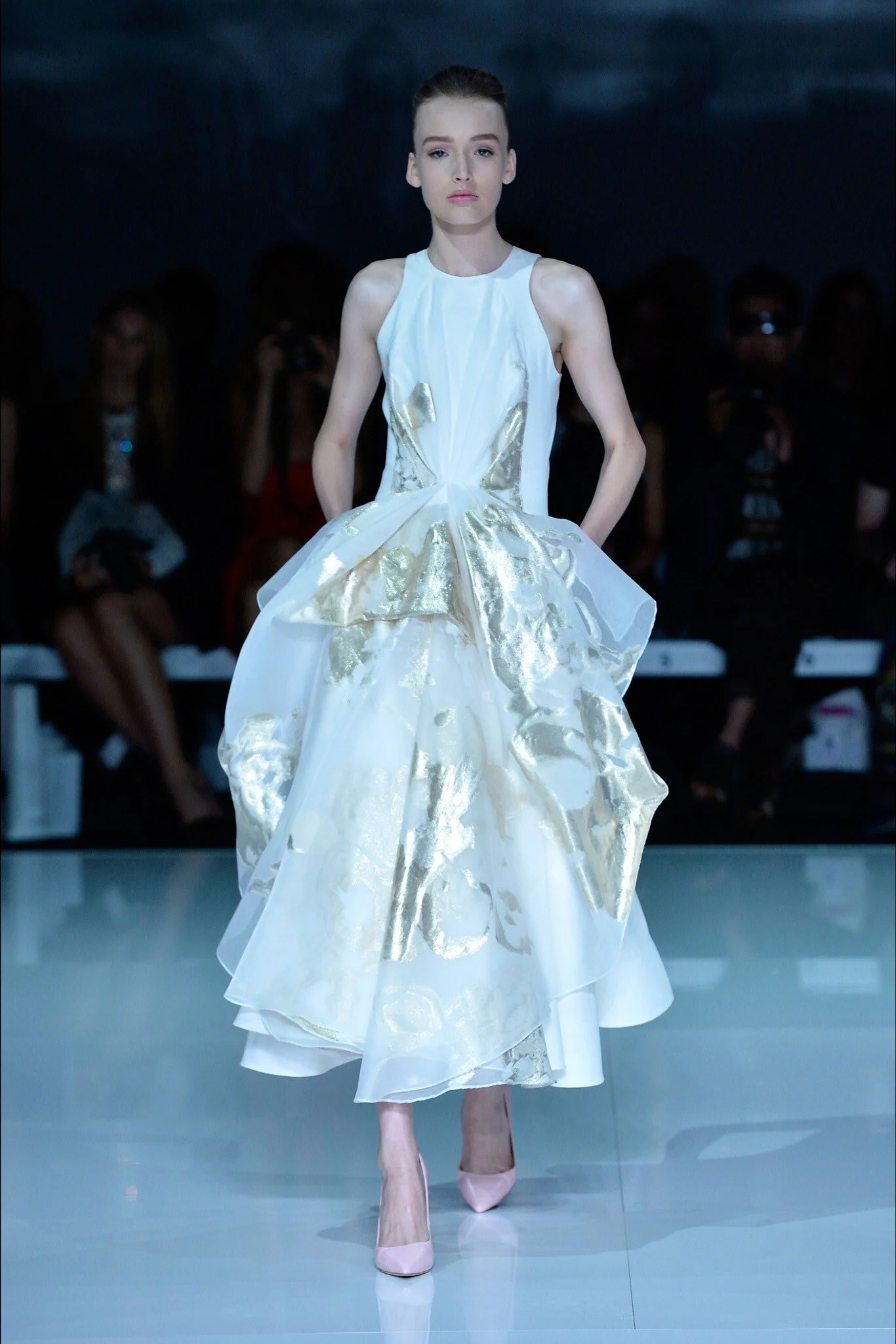 Toni Maticevski Gold Pattern Midi Dress