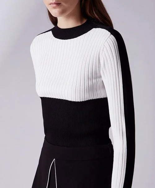 Adolfo Dominguez Bicolor Ribbed Knit Sweater