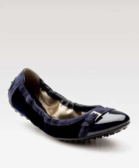 Tod's Dee Buckle Ballerinas in Navy