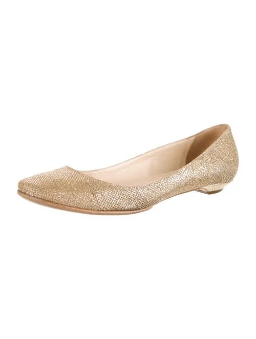 Jimmy Choo Finlay Ballet Flats in Gold Glitter