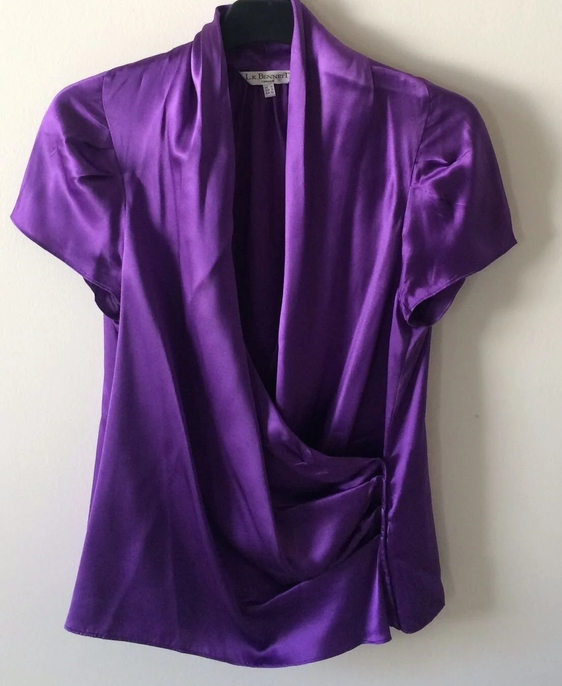 LK Bennett Satin V-Neck Draped Blouse
