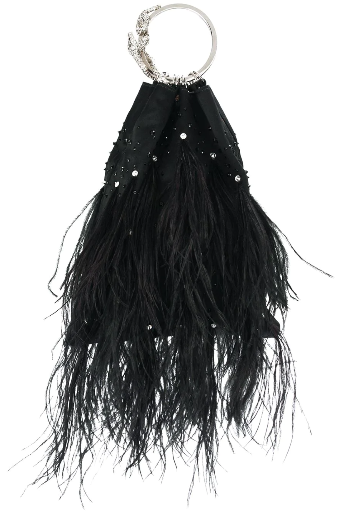 Valentino Satin Feather Bracelet Bag in Grey