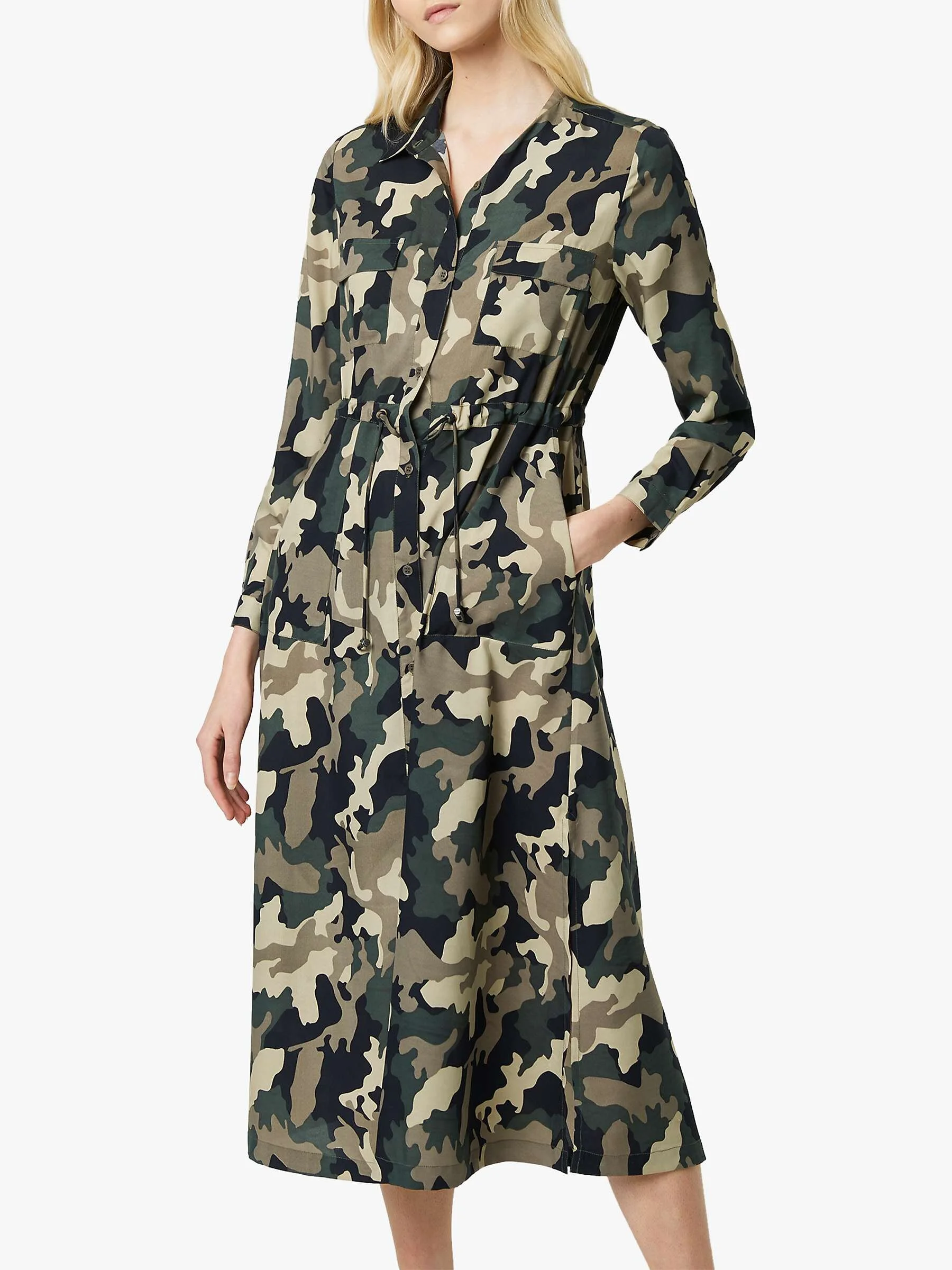 French Connection Camo Midi Shirt Dress