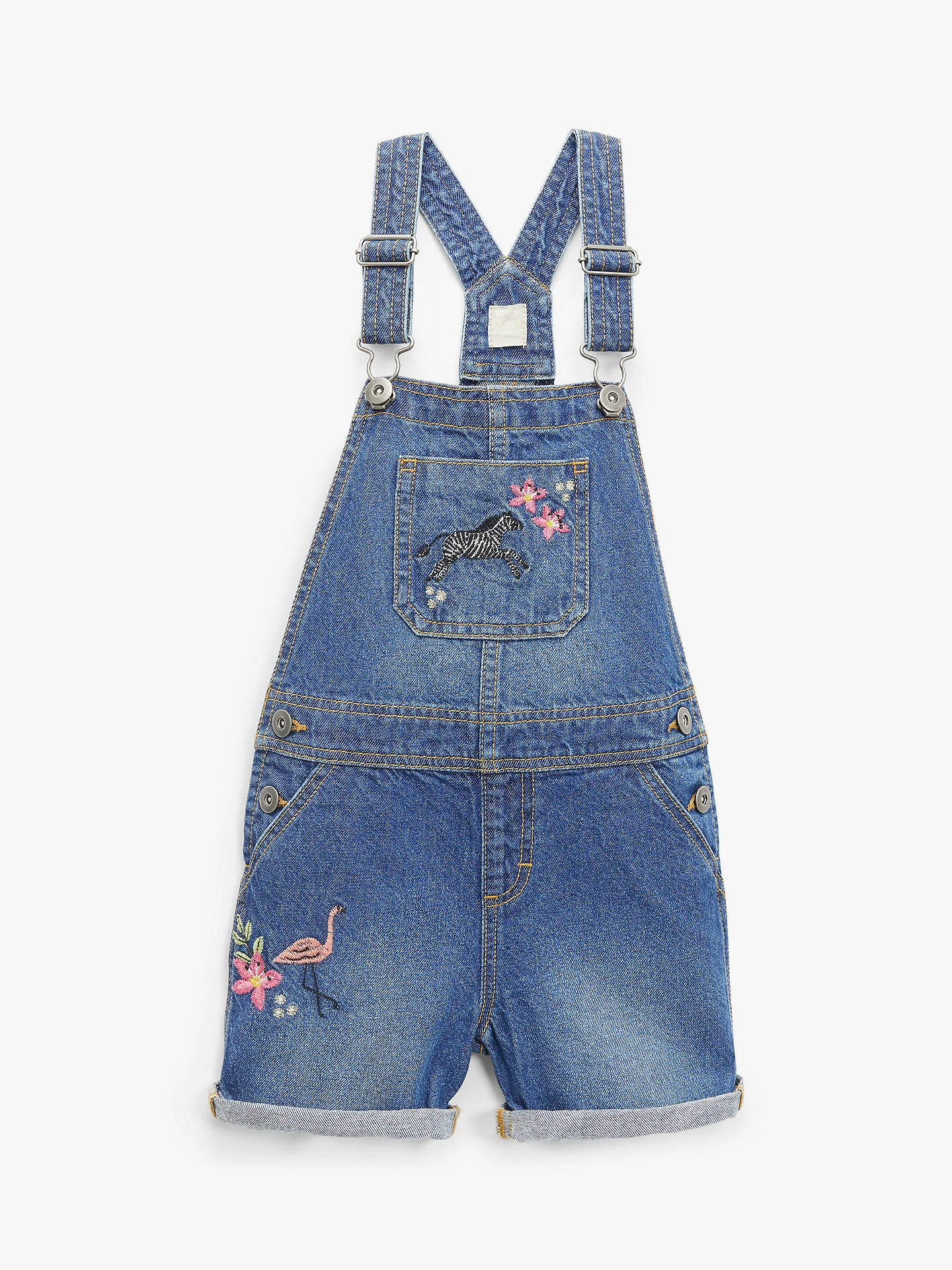 John Lewis Embroidered Dungaree Shorts