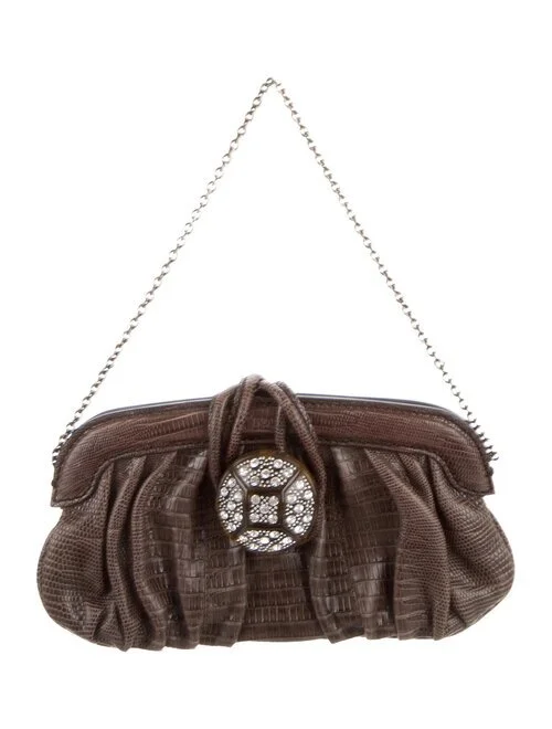 Tod's Marlene Clutch in Chocolate Lizard